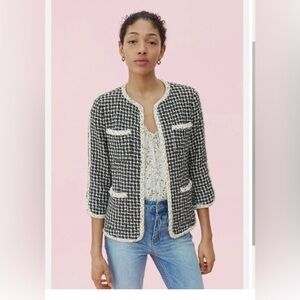 Rebecca Taylor Graphic Tweed Black Cream Jacket